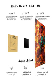 Magnetic mounting installation guide for Flame Serpent Sword Warrior metal wall art