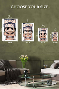 EMESA metal wall art size comparison guide for Five Warrior Gazes