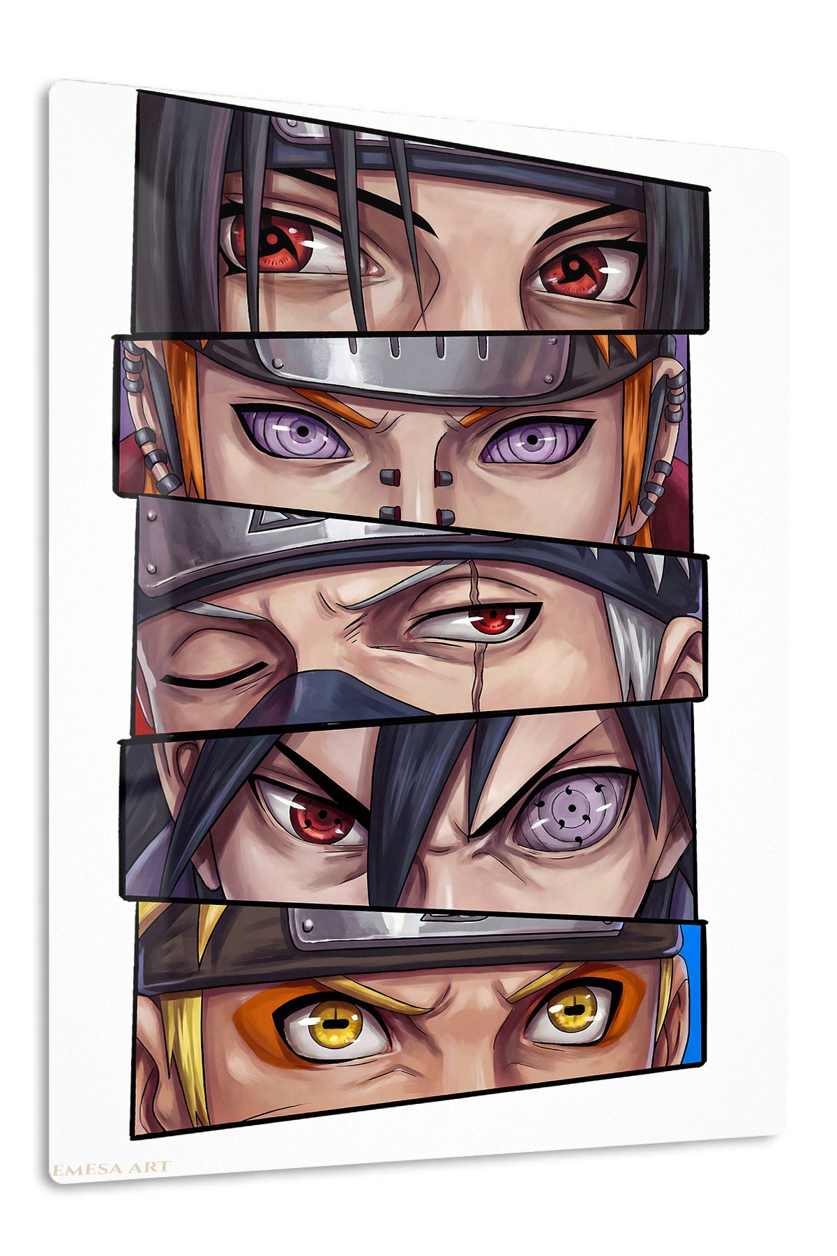 Six Warrior Gazes premium metal wall art Ã¢â‚¬â€œ front view