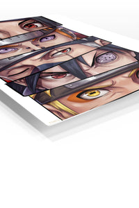 Six Warrior Gazes premium metal wall art Ã¢â‚¬â€œ angled view