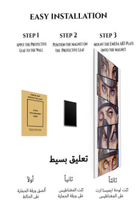 Magnetic mounting installation guide for Six Warrior Gazes metal wall art