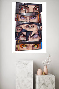 Six Warrior Gazes metal wall art displayed in a modern interior