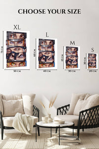 EMESA metal wall art size comparison guide for Six Warrior Gazes