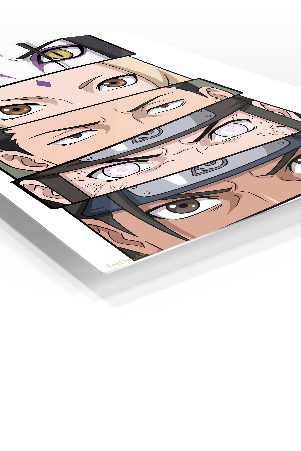 Anime Eyes Portrait Stack premium metal wall art Ã¢â‚¬â€œ angled view
