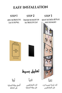 Magnetic mounting installation guide for Anime Eyes Portrait Stack metal wall art