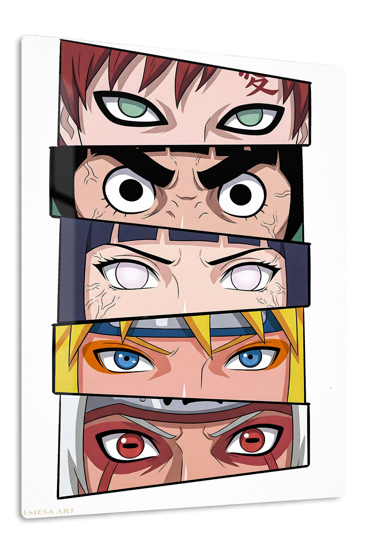 Five Expressive Warrior Faces premium metal wall art Ã¢â‚¬â€œ front view