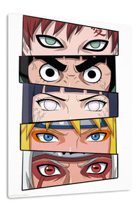 Five Expressive Warrior Faces premium metal wall art Ã¢â‚¬â€œ front view