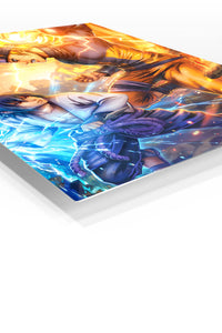 Thunder and Flame Duel premium metal wall art Ã¢â‚¬â€œ angled view