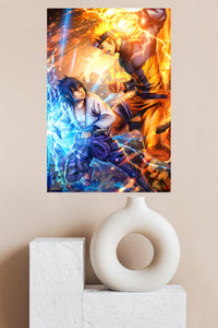 Thunder and Flame Duel metal wall art displayed in a modern interior