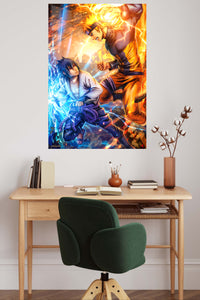 Thunder and Flame Duel metal wall art displayed in a contemporary living space