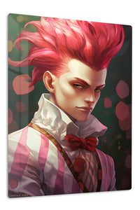 Crimson Quiff Portrait premium metal wall art Ã¢â‚¬â€œ front view