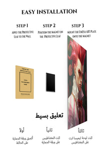 Magnetic mounting installation guide for Crimson Quiff Portrait metal wall art