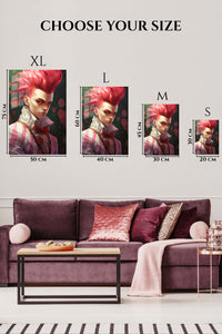 EMESA metal wall art size comparison guide for Crimson Quiff Portrait