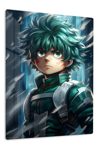 Teal-Haired Fantasy Warrior premium metal wall art Ã¢â‚¬â€œ front view