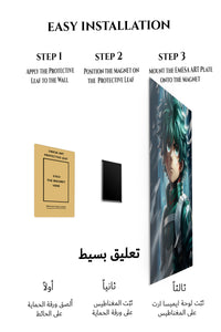 Magnetic mounting installation guide for Teal-Haired Fantasy Warrior metal wall art