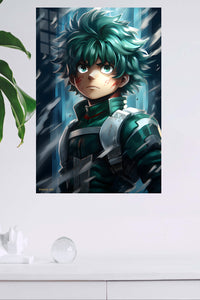 Teal-Haired Fantasy Warrior metal wall art displayed in a modern interior