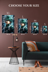 EMESA metal wall art size comparison guide for Teal-Haired Fantasy Warrior