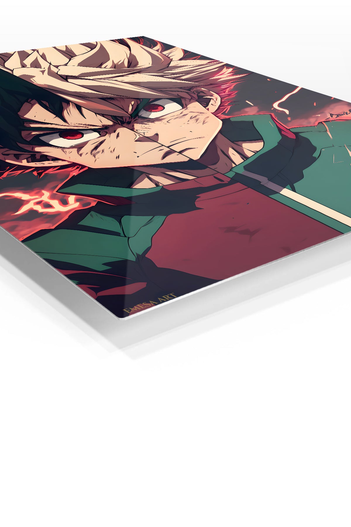 Dual Resolve Under Crimson Lightning premium metal wall art Ã¢â‚¬â€œ angled view