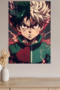 Dual Resolve Under Crimson Lightning metal wall art displayed in a modern interior