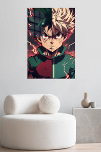Dual Resolve Under Crimson Lightning metal wall art displayed in a contemporary living space