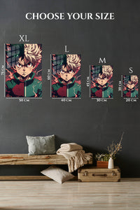 EMESA metal wall art size comparison guide for Dual Resolve Under Crimson Lightning