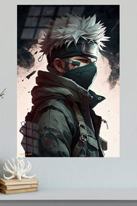 Silver-Haired Tactical Guardian metal wall art displayed in a modern interior