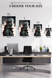 EMESA metal wall art size comparison guide for Silver-Haired Tactical Guardian