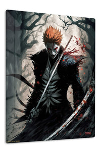 Crimson Masked Swordsman premium metal wall art Ã¢â‚¬â€œ front view