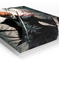 Crimson Masked Swordsman premium metal wall art Ã¢â‚¬â€œ angled view