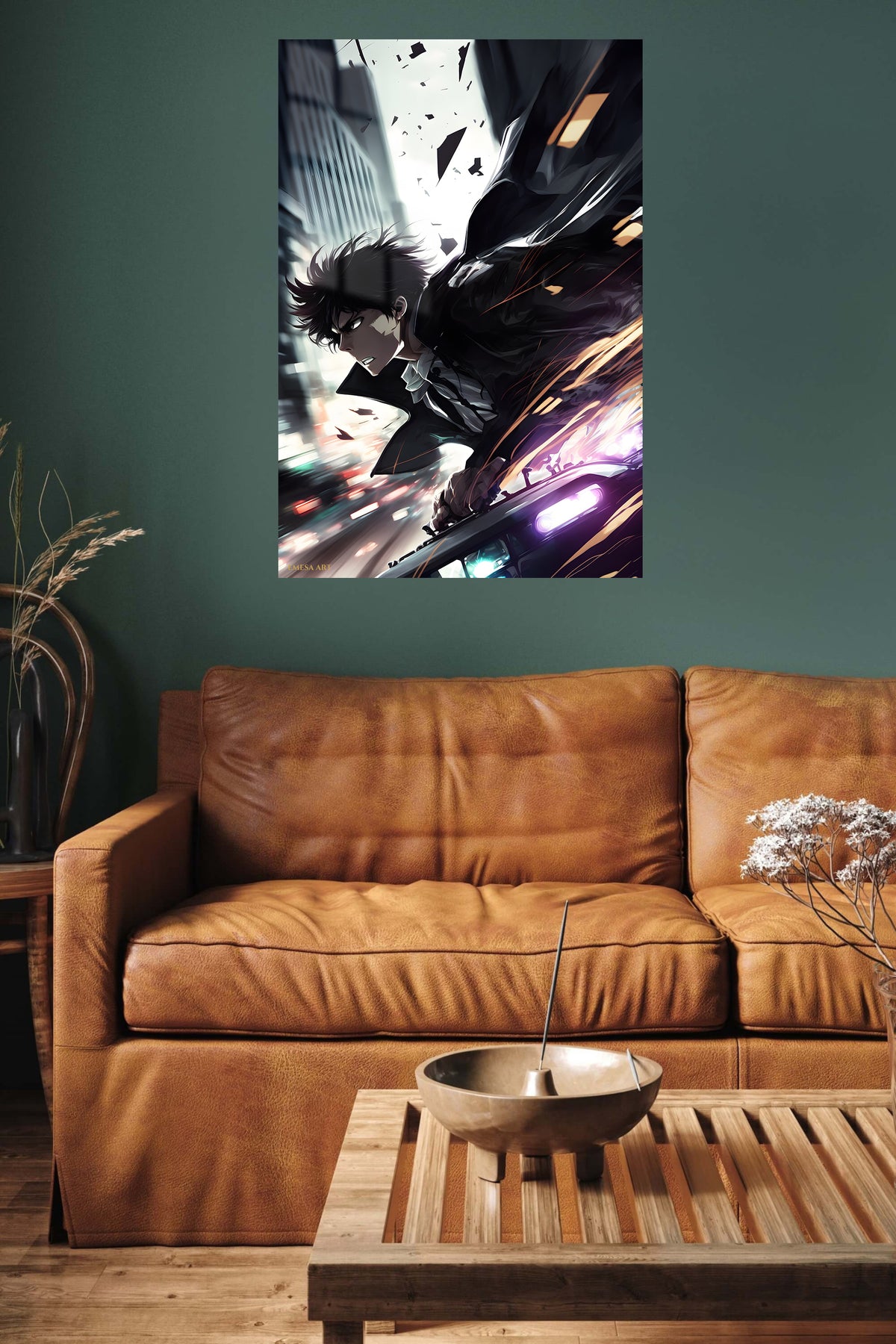 Midnight Street Rush metal wall art displayed in a contemporary living space