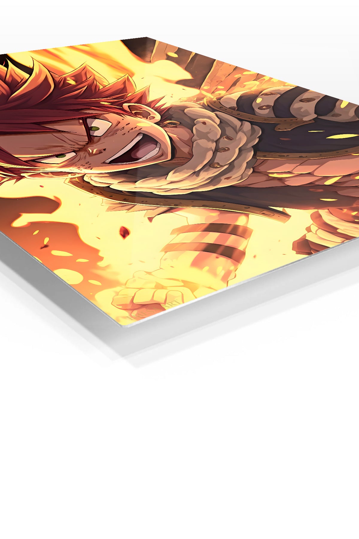 Blazing Spiky-Haired Fighter premium metal wall art Ã¢â‚¬â€œ angled view