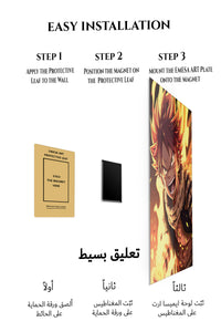 Magnetic mounting installation guide for Blazing Spiky-Haired Fighter metal wall art