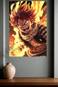 Blazing Spiky-Haired Fighter metal wall art displayed in a modern interior