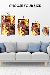 EMESA metal wall art size comparison guide for Blazing Spiky-Haired Fighter