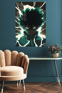 Emerald Surge Hero metal wall art displayed in a contemporary living space