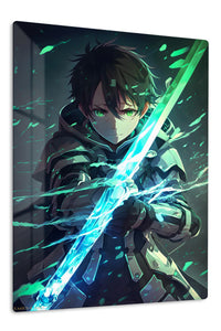 Emerald Blade Warrior premium metal wall art Ã¢â‚¬â€œ front view