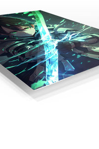 Emerald Blade Warrior premium metal wall art Ã¢â‚¬â€œ angled view