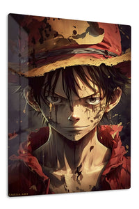 Weathered Straw Hat Adventurer premium metal wall art Ã¢â‚¬â€œ front view