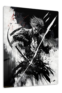 Flame-Born Suited Fighter premium metal wall art Ã¢â‚¬â€œ front view