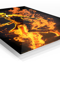 Violet Spirit Awakening premium metal wall art Ã¢â‚¬â€œ angled view