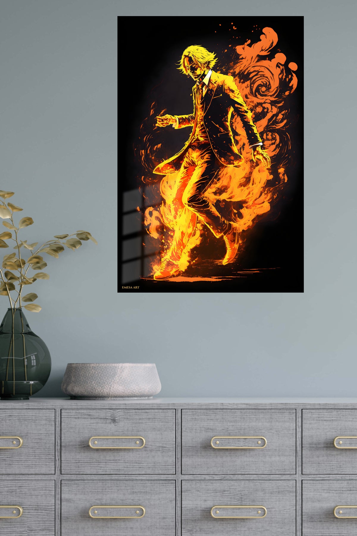 Violet Spirit Awakening metal wall art displayed in a modern interior