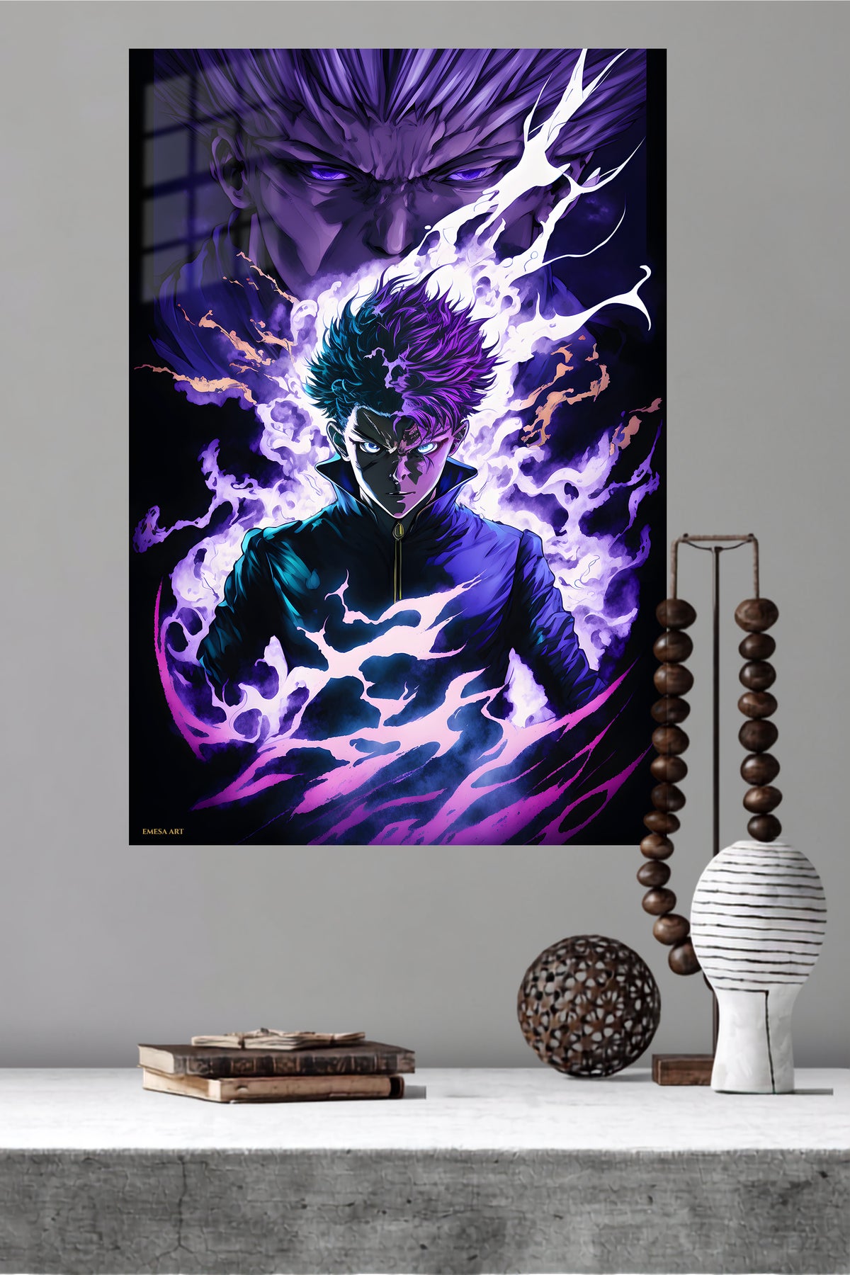 Solar Eclipse Ninja metal wall art displayed in a modern interior