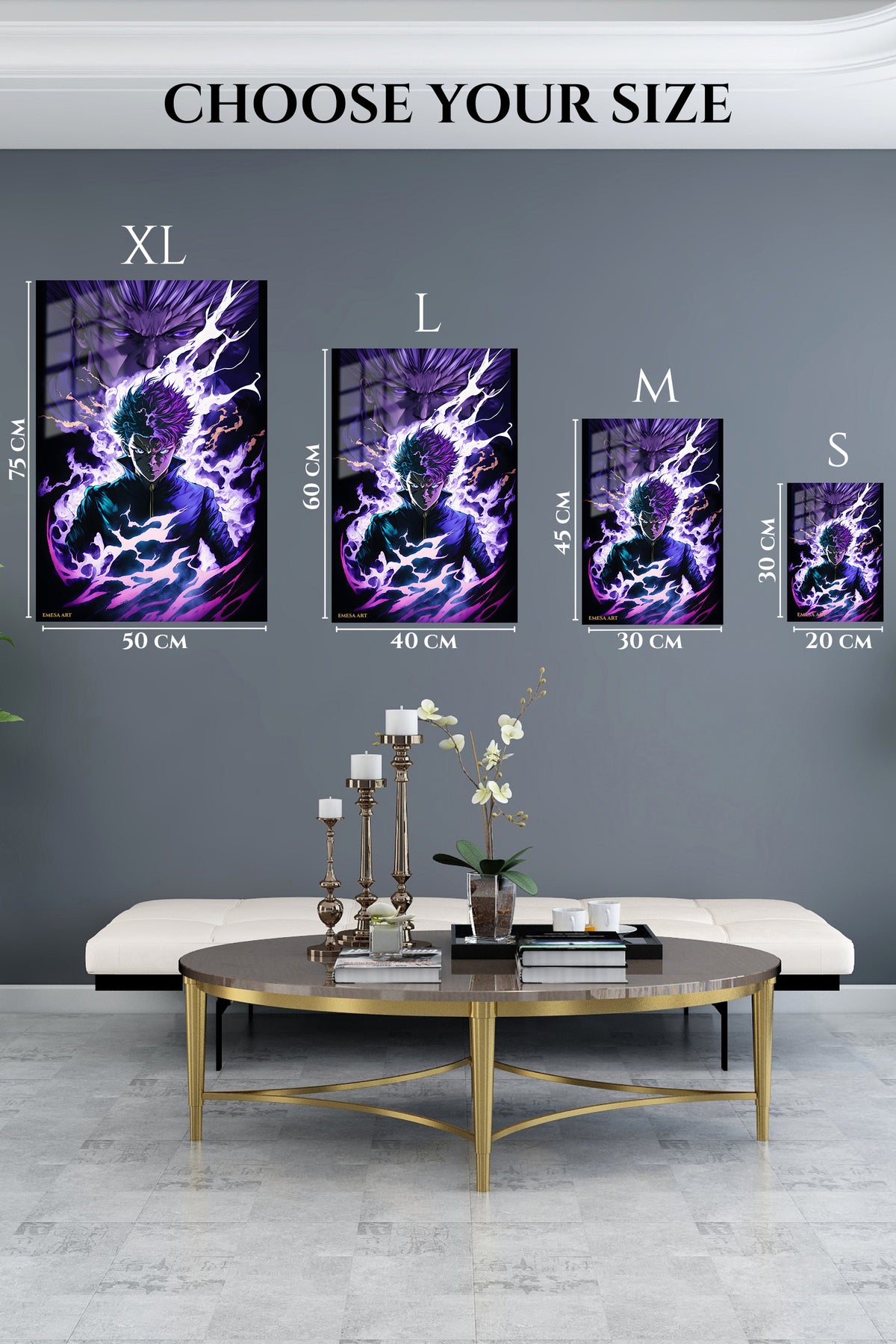 EMESA metal wall art size comparison guide for Solar Eclipse Ninja