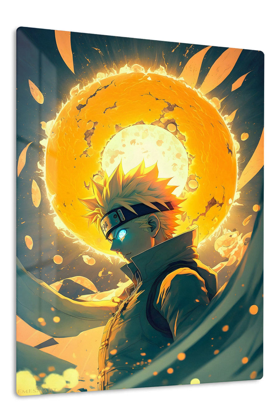 Blazing Arc Fighter premium metal wall art Ã¢â‚¬â€œ front view
