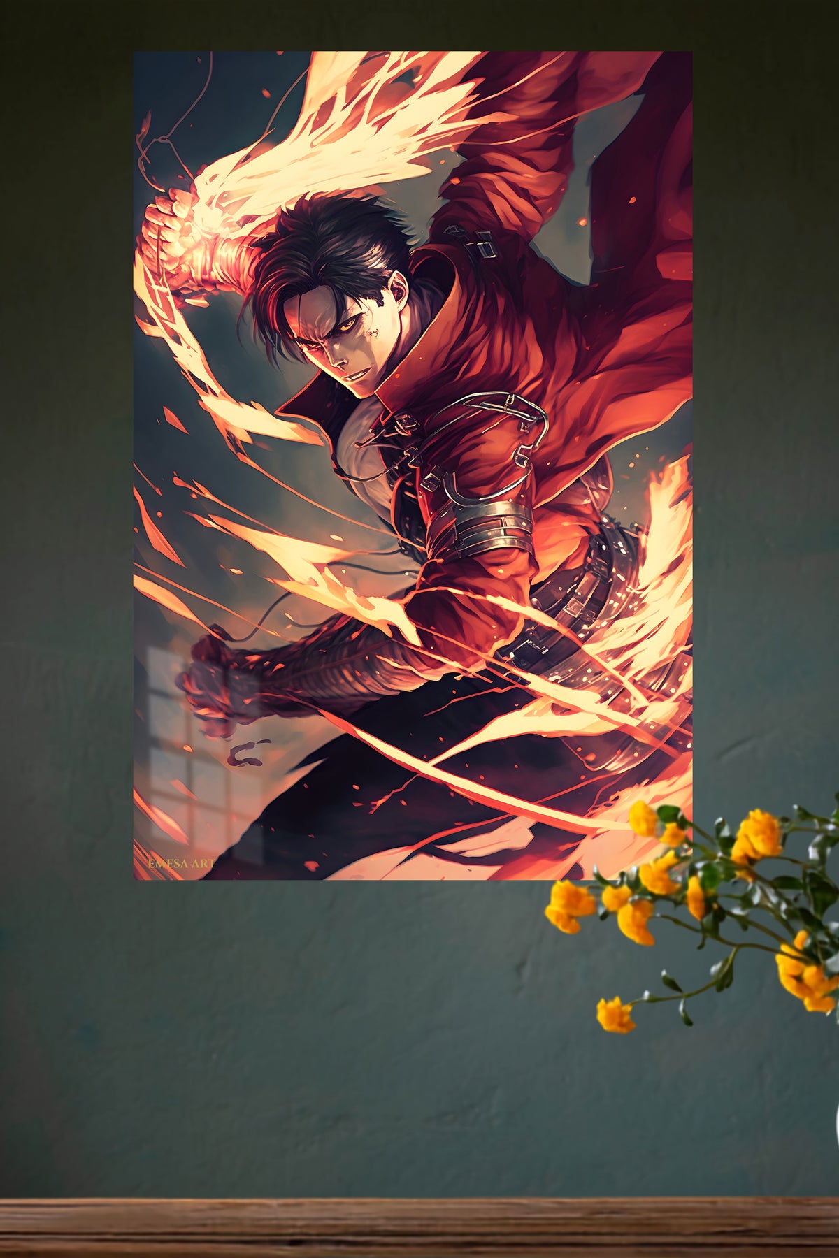 Petal Storm Heroine metal wall art displayed in a modern interior