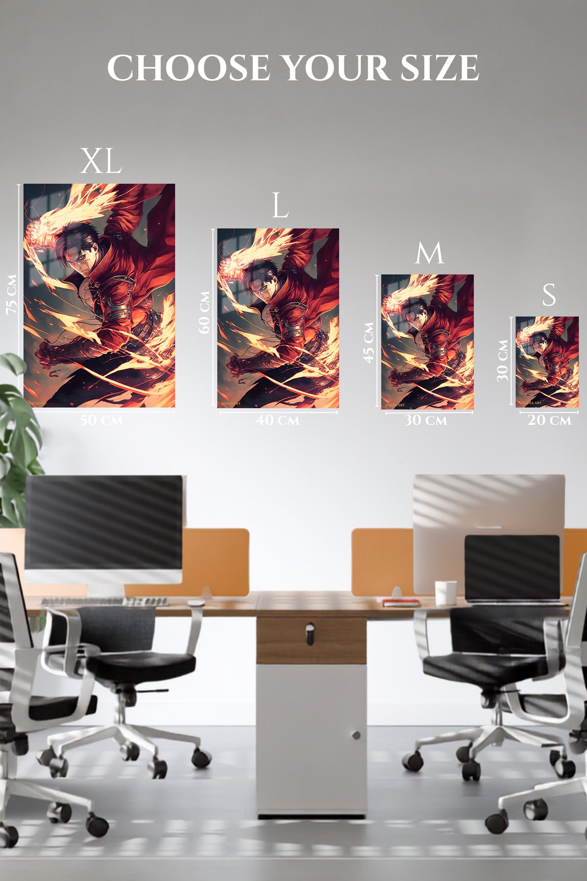 EMESA metal wall art size comparison guide for Petal Storm Heroine