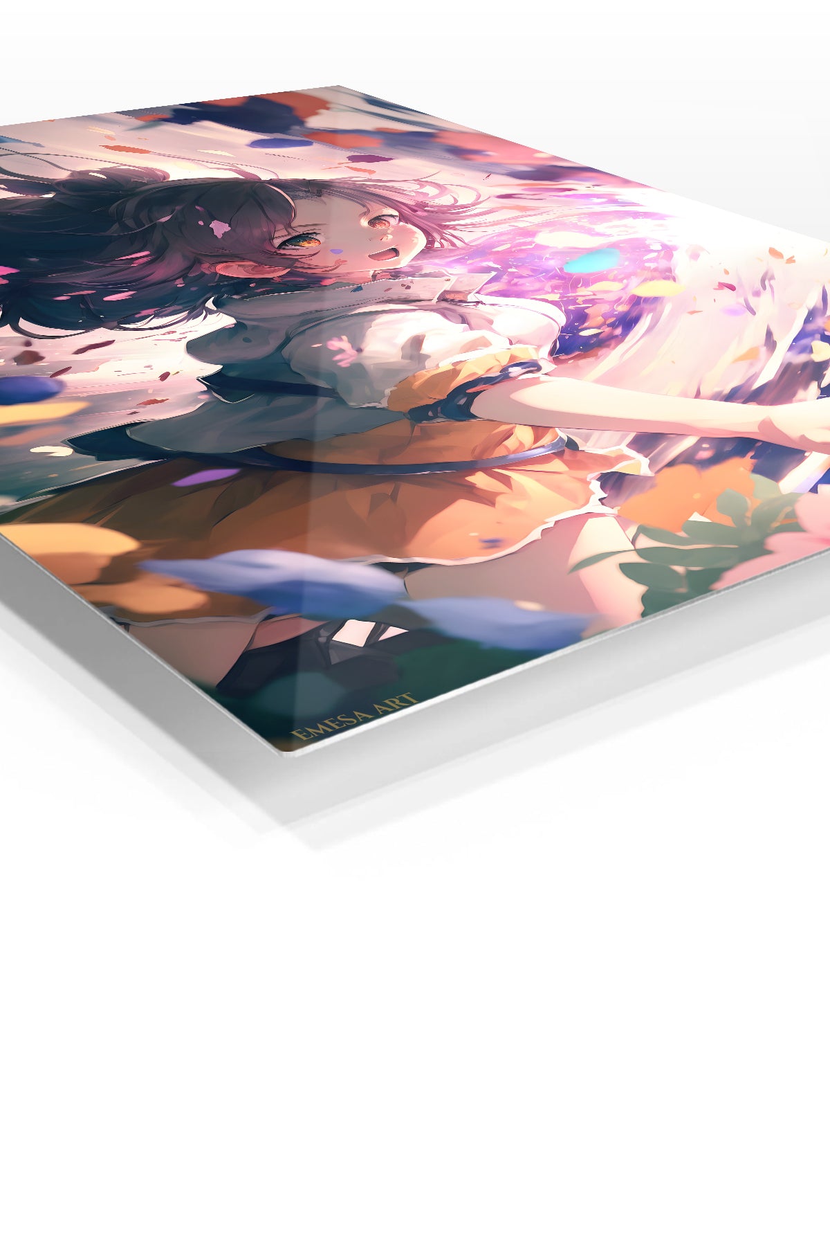 Flame and Shadow Swordsman premium metal wall art Ã¢â‚¬â€œ angled view