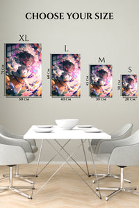 EMESA metal wall art size comparison guide for Flame and Shadow Swordsman