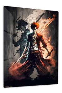 Crimson-Eyed Shadow Warrior premium metal wall art Ã¢â‚¬â€œ front view