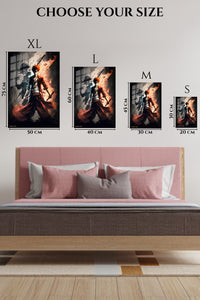EMESA metal wall art size comparison guide for Crimson-Eyed Shadow Warrior